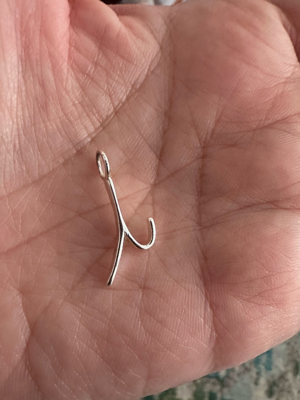 Sterling Silver Script 'i' Initial Pendant in Sterling Silver